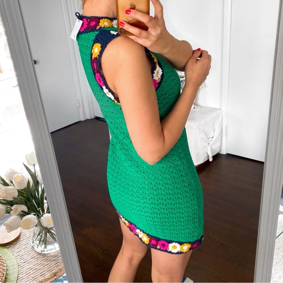 π ZARA GREEN MULTI FLORAL CROCHET MINI DRESS! - Picture 5 of 16